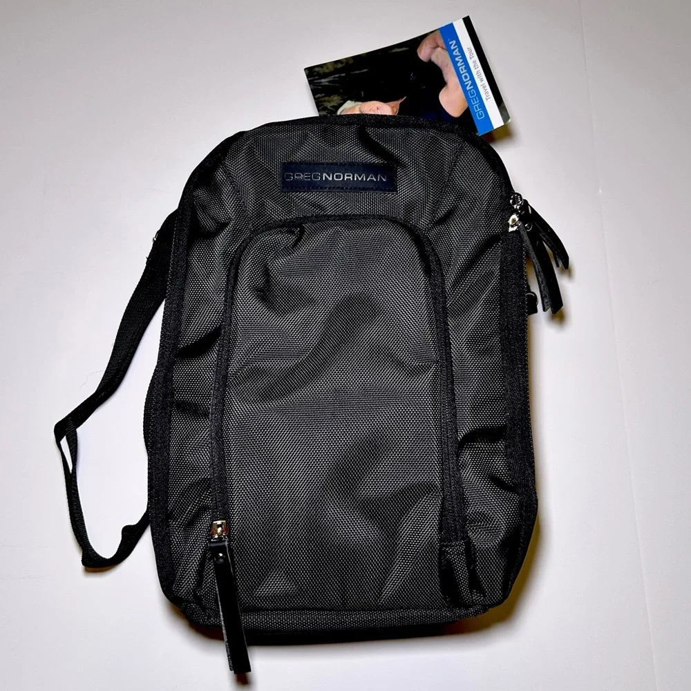 Greg Norman Collection Black Men's Travel Golf Shoe Bag with Shoulder Strap NEW